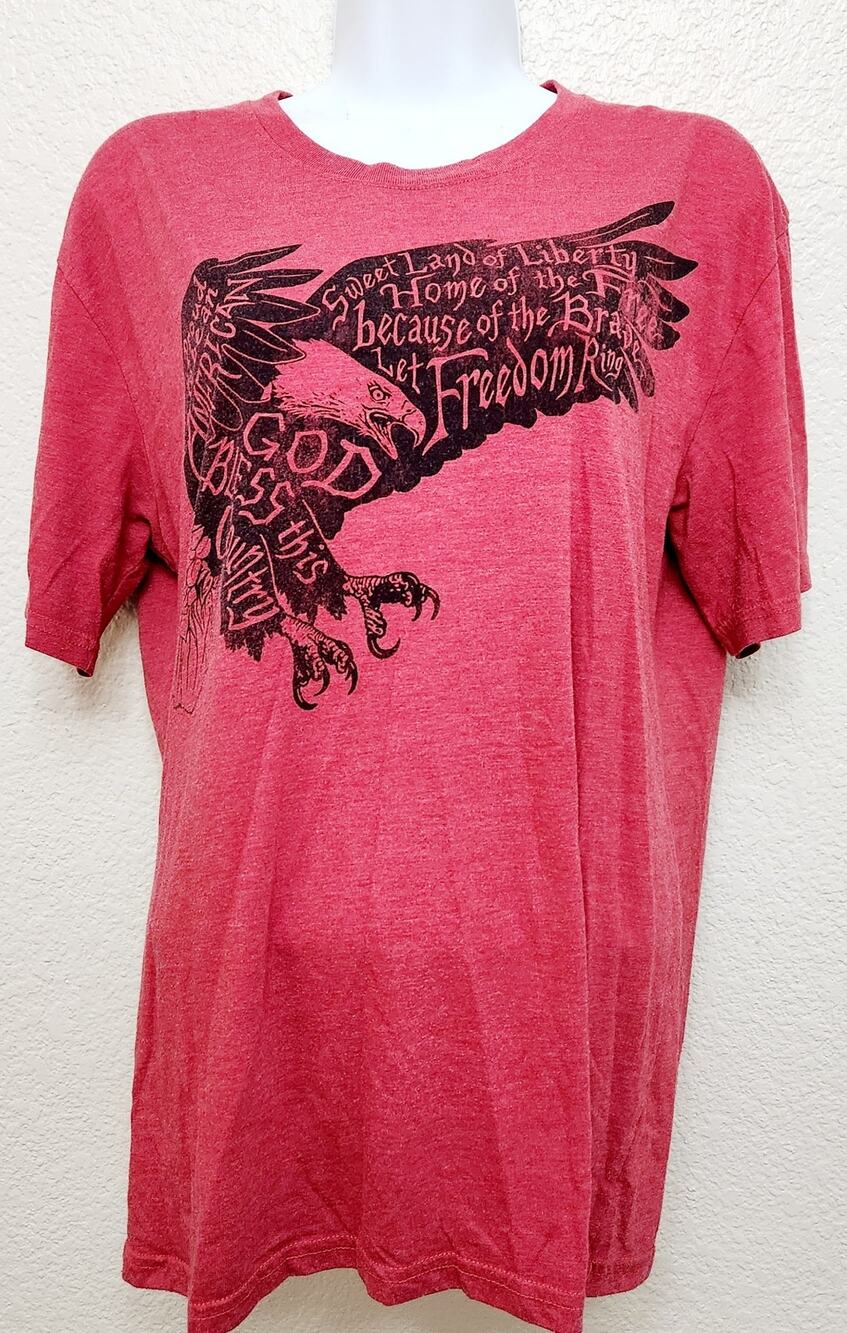 Galt Red Black Eagle God Bless This Country Graphic Print T Shirt Medium Soft